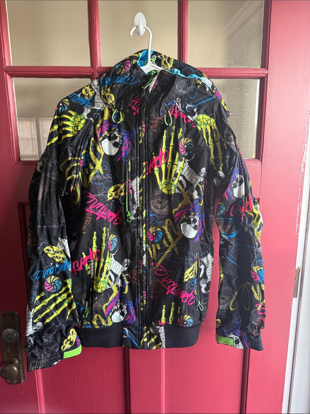 Aperture Women's Black Neon Graphic Hooded Jacket